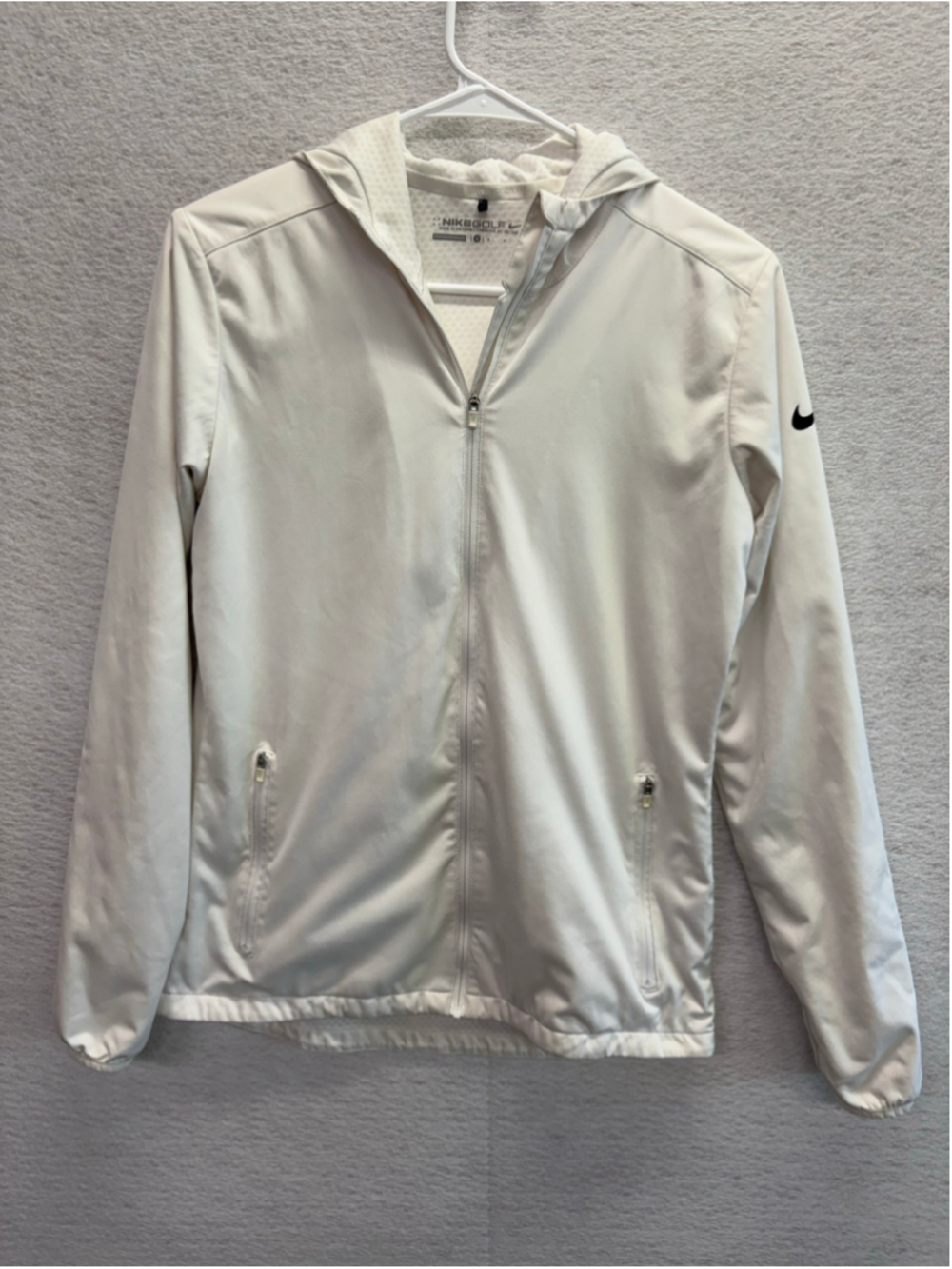 Nike Golf Shield Wind Jacket Women S White Hooded Full Zip 726154-100